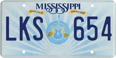 MS license plate LKS654