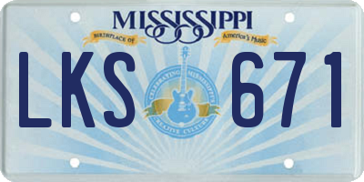 MS license plate LKS671