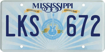 MS license plate LKS672