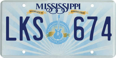 MS license plate LKS674