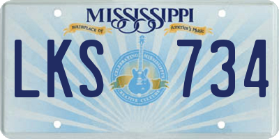 MS license plate LKS734