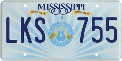 MS license plate LKS755