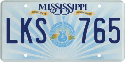MS license plate LKS765