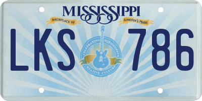 MS license plate LKS786