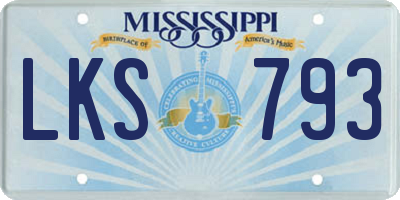 MS license plate LKS793