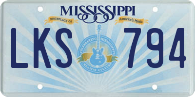 MS license plate LKS794