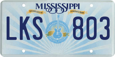 MS license plate LKS803