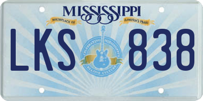 MS license plate LKS838