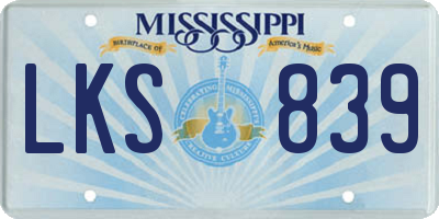 MS license plate LKS839