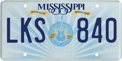 MS license plate LKS840
