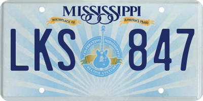 MS license plate LKS847