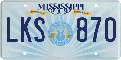 MS license plate LKS870
