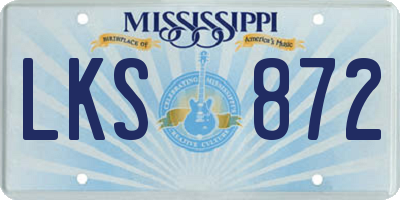 MS license plate LKS872