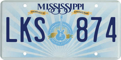 MS license plate LKS874