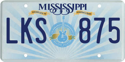 MS license plate LKS875