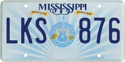 MS license plate LKS876