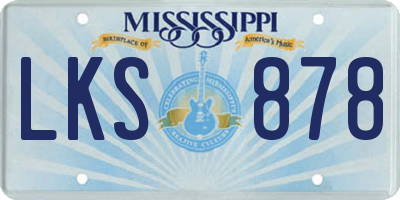 MS license plate LKS878