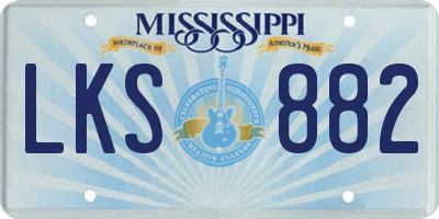 MS license plate LKS882