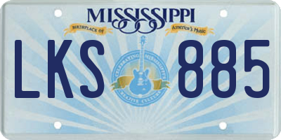MS license plate LKS885