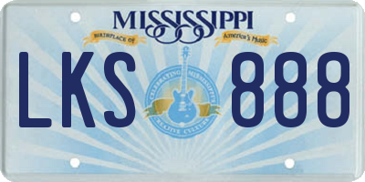 MS license plate LKS888