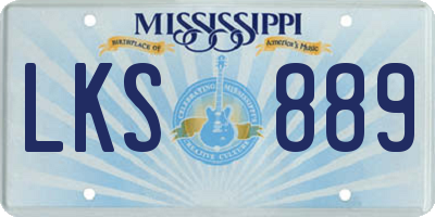 MS license plate LKS889