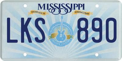 MS license plate LKS890