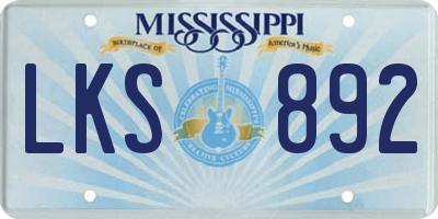 MS license plate LKS892