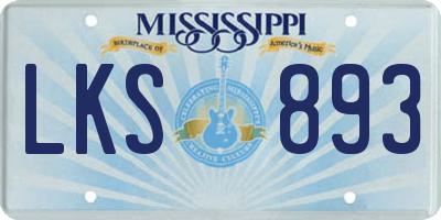MS license plate LKS893