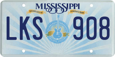 MS license plate LKS908