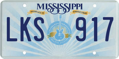 MS license plate LKS917