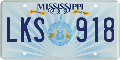 MS license plate LKS918