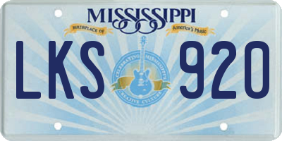 MS license plate LKS920