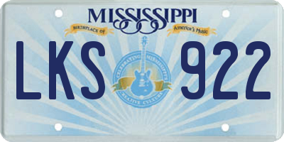 MS license plate LKS922