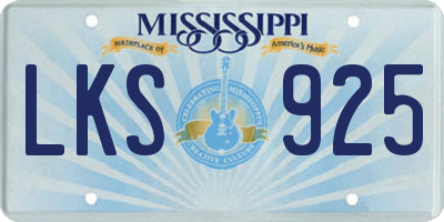 MS license plate LKS925