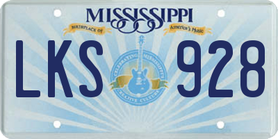 MS license plate LKS928
