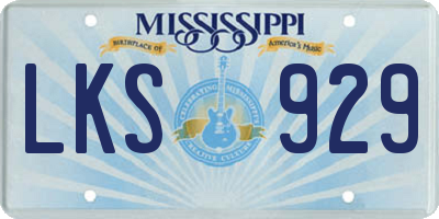 MS license plate LKS929