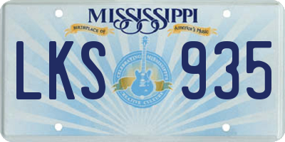 MS license plate LKS935