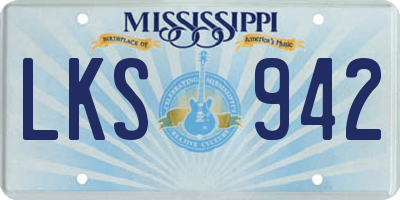 MS license plate LKS942