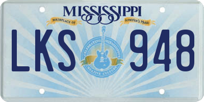 MS license plate LKS948