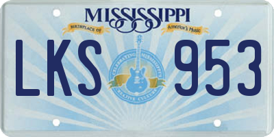 MS license plate LKS953