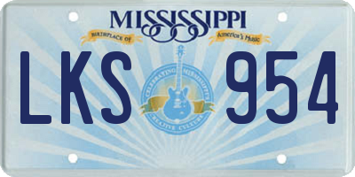 MS license plate LKS954