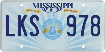MS license plate LKS978