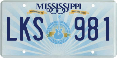 MS license plate LKS981