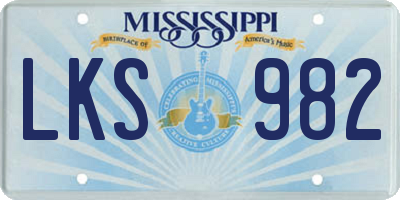 MS license plate LKS982