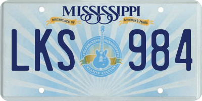 MS license plate LKS984