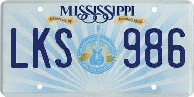MS license plate LKS986