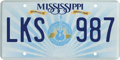 MS license plate LKS987