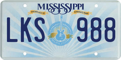 MS license plate LKS988