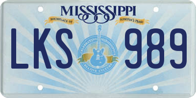MS license plate LKS989