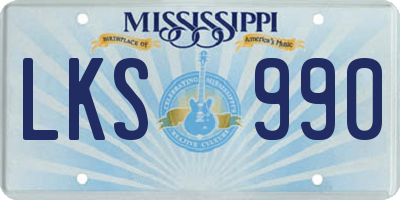 MS license plate LKS990